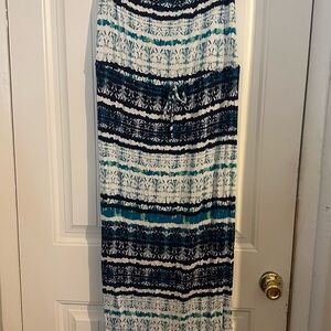 Stylish Blue and White Maxi strapless dress